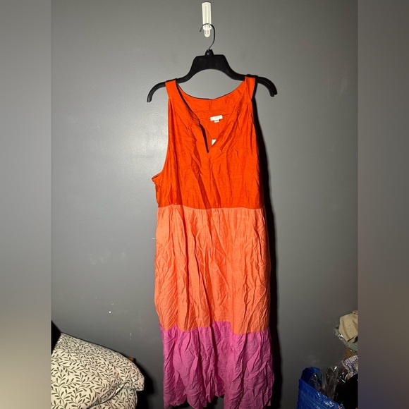 J.Jill Color-Block Maxi in Orange Peel Dress Women’s Size 3X - Picture 2 of 5